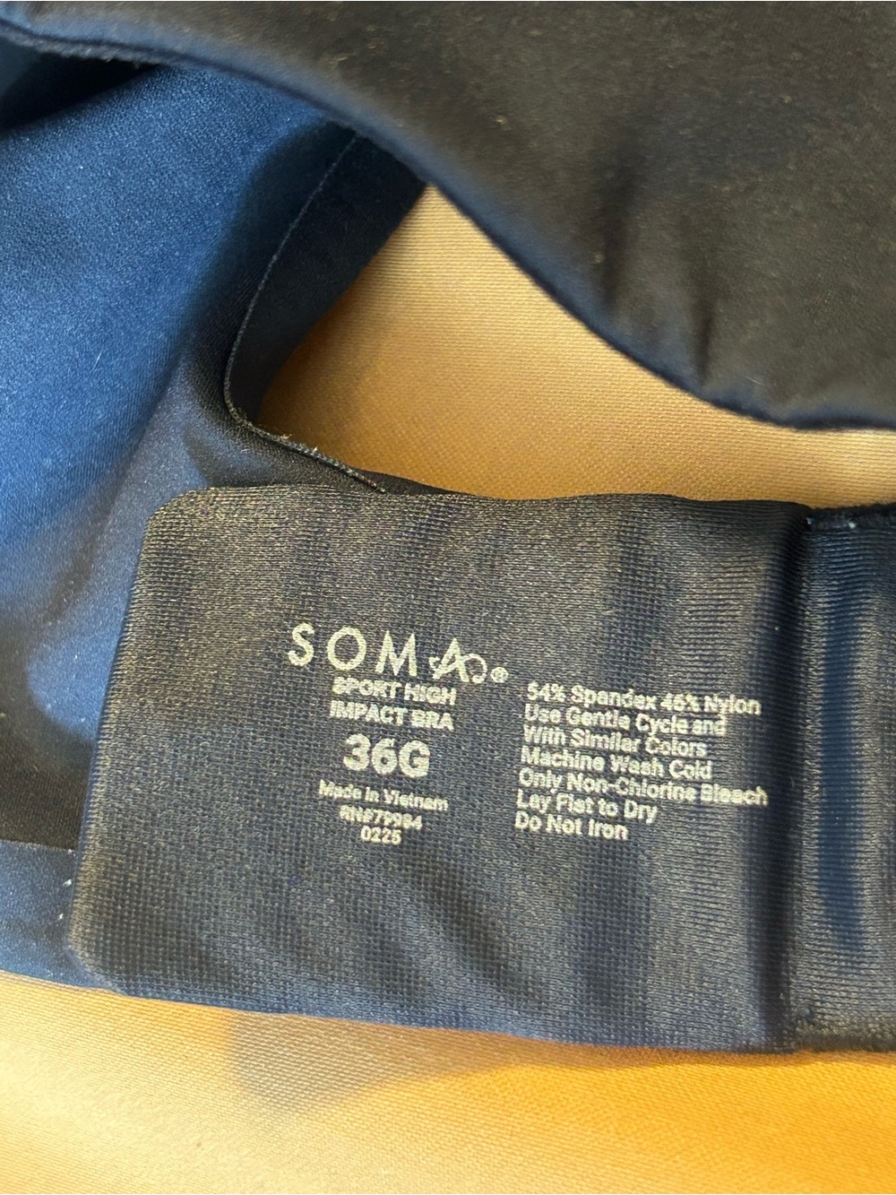 Soma 36G. Front-Zip Navy Sports bra high impact - Picture 2 of 6